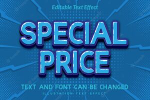 Special price editable text effect blue comic background