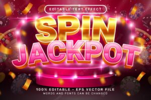 Spin jackpot 3d text effect and editable text effect