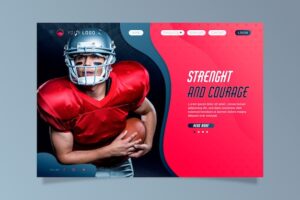 Sport landing page with photo of rugby player
