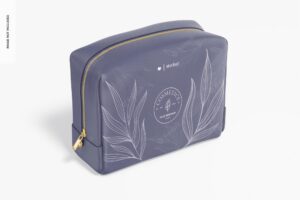 Square cosmetic bag mockup perspective