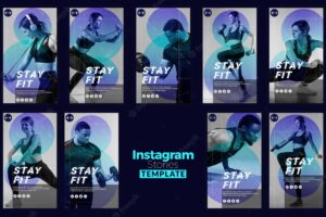 Stay fit concept instagram stories template