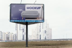Street billboard display mock-up outdoors
