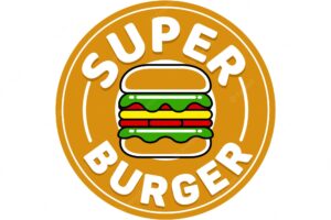 Super burger logo template in flat design style