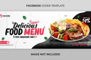 Super delicious food menu facebook cover templat