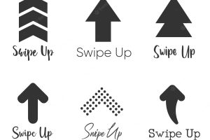Swipe up set of buttons for social media arrows buttons and web icons for advertising and marketing