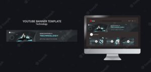 Technology youtube banner template for virtual reality