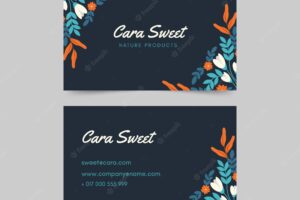 Template elegant business card with floral design