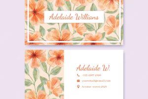 Template watercolor floral business card