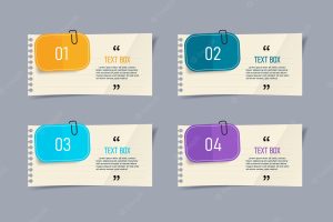 Text box design with note papers infographic