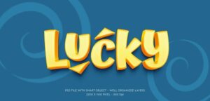 Text lucky with editable yellow number 3d style effect