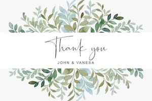 Thank you card with greenery foliage watercolor