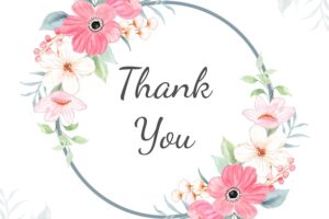 Thank you card with watercolor pink floral frame