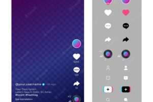 Tiktok interface with icons and chat