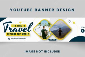 Travel and corporate youtube channel art, cover, or banner design templates