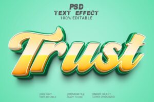 Trust 3d text effect psd file
