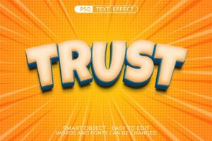 Trust editable text 3d style effect