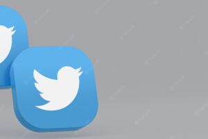 Twitter application logo 3d rendering on gray background