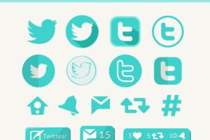Twitter logo, icons and buttons