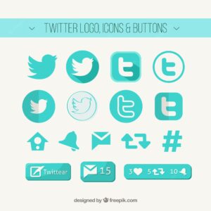 Twitter logo, icons and buttons