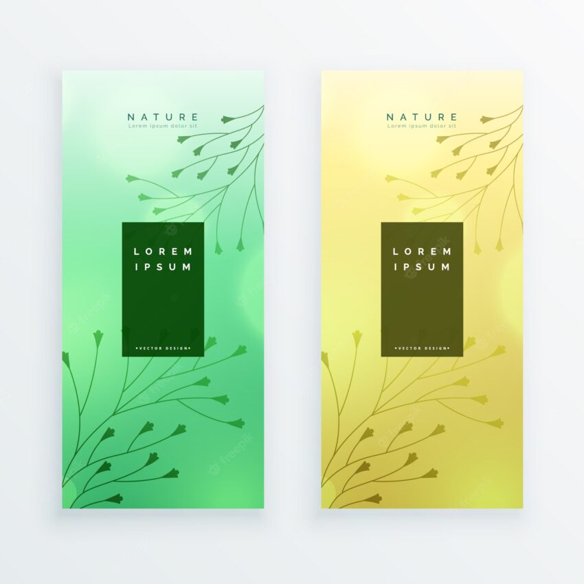 Two floral leaves vertical banners