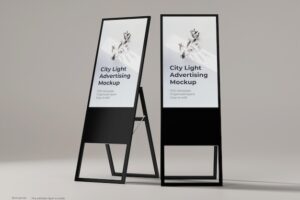 Two foldable standing advertising display mockup