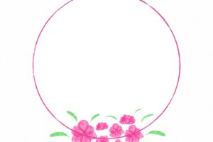 Vector frame circle flowers watercolor background pattern