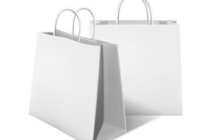 Vector icon set white shopping paper bags isolated on white background