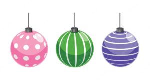 Vector marry christmas ball ornament collection. holliday new year artwork illustration. decoration