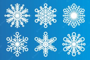 Vector set of christmas white snowflakes design