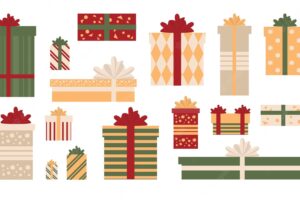 Vector set of different gift boxes flat design