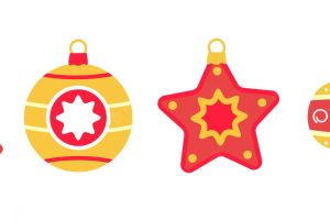 Vector set of holiday christmas decorations for christmas tree