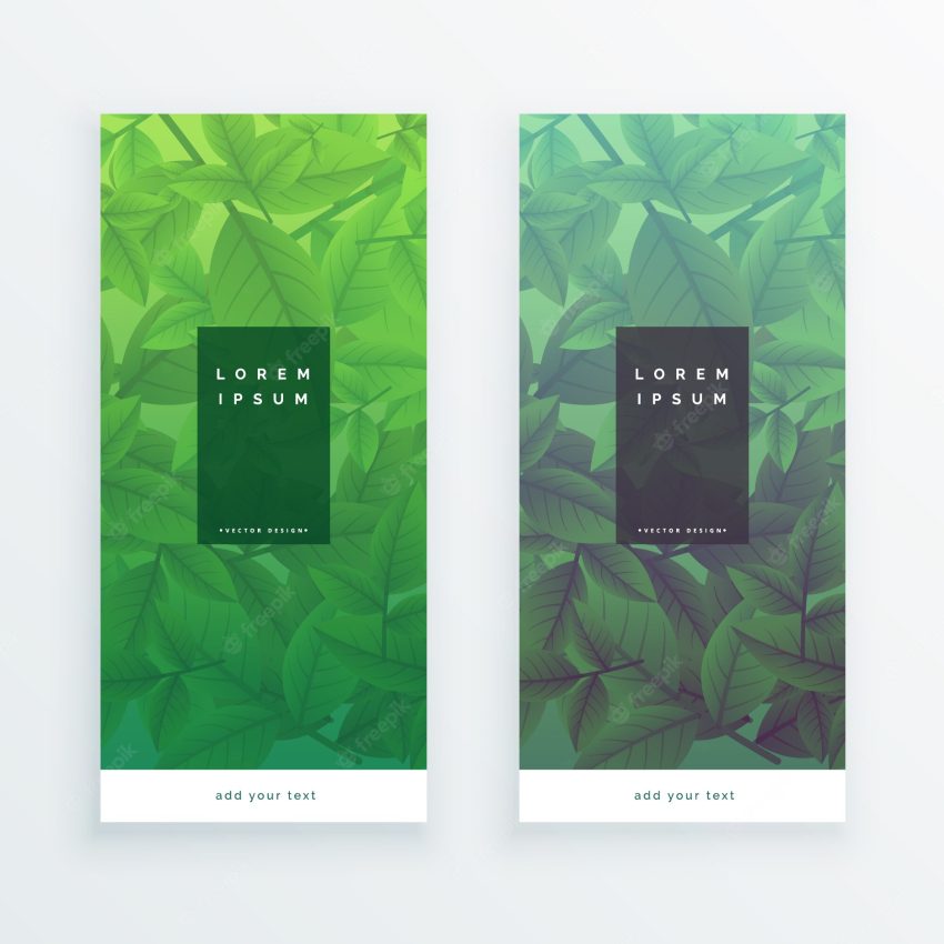 Vertical banners of green leaves
