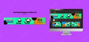 Vibrant illustration football youtube banner template