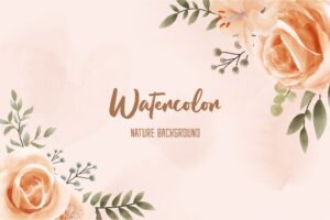 Vintage nature watercolor background with flower