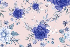 Vintage seamless pattern watercolor floral and leaves