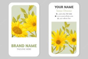 Vintage sunflower business card template