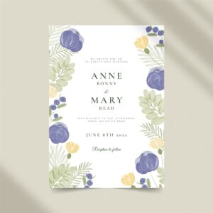Vintage watercolor floral wedding invitation