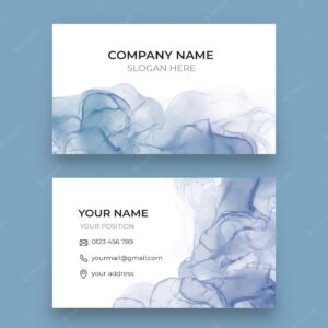 Watercolor alcohol ink horizontal business card template