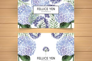 Watercolor business card with decorative flowers