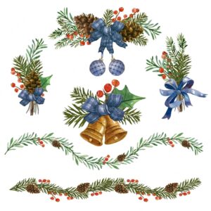 Watercolor christmas decoration illustration