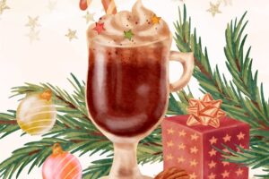Watercolor christmas season hot chocolate illustration