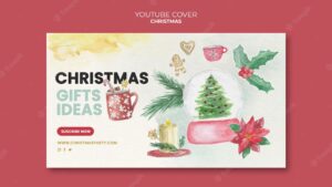 Watercolor christmas youtube cover template