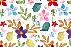 Watercolor colorful floral pattern