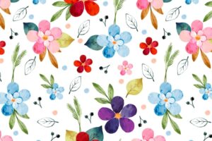 Watercolor colorful flowers pattern