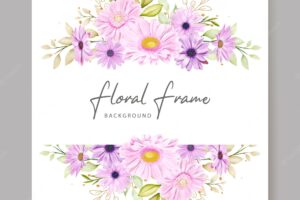 Watercolor daisy summer floral background and wreath design