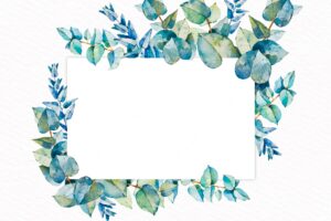 Watercolor eucalyptus banner with blank banner