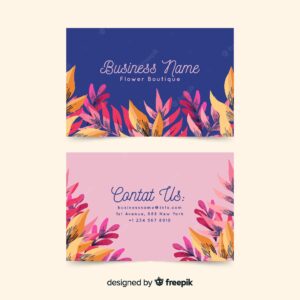 Watercolor floral business card template