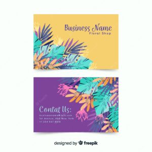 Watercolor floral business card template