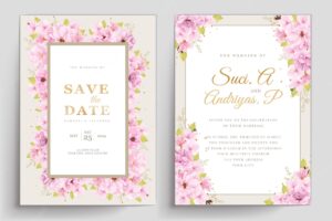 Watercolor floral cherry blossom frame design