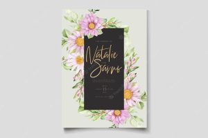 Watercolor floral christmas card